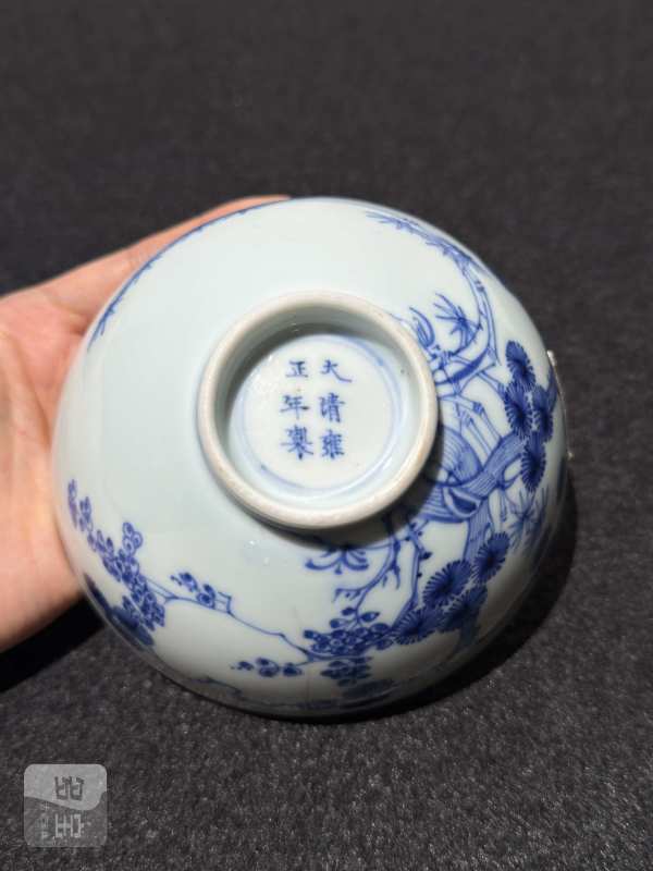 清雍正 青花岁寒三友图小碗 - 图6